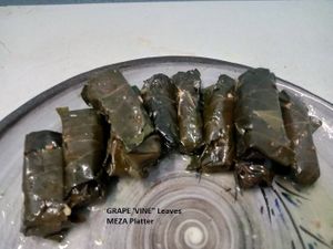 Grape Leaves DOLMA
100% VEGAN Appetizer (MEZA) dish stuffed with rice and greens  at The Pharaoh's Restaurant in Vientiane