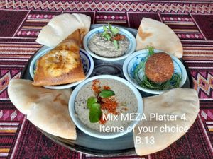 Mix Meza platter 
                    4 items of your choice , serve with 1 pita.
 at The Pharaoh's Restaurant in Vientiane