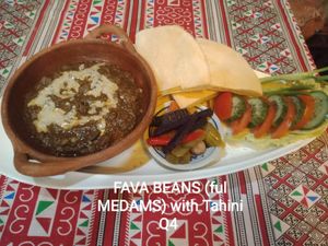 Fava Beans with Tahini
            Fava Beans cooked with salad and Tahini sauce, serve with pita and pickles.
 at The Pharaoh's Restaurant in Vientiane