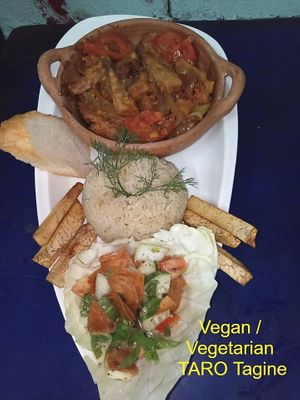 VEGAN TARO TAGINE
Will be serve as special dish during this weekend Friday 01 /11 & Saturday 02/11 / 2019 (65,000KIP) at The Pharaoh's Restaurant in Vientiane