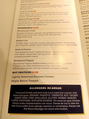 Bowls menu at Flipside in London