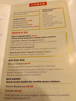Part of the lunch menu at Flipside in London