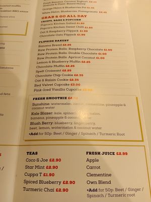 Smoothies, teas, juices and sweets at Flipside in London