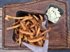 Frites with vegan ranch  at Our Harvest in Fenwick Island