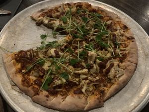 vegan flatbread with cauliflower frizzled leeks at Our Harvest in Fenwick Island