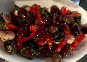 Marinated olives and Marcona almonds.  at Our Harvest in Fenwick Island