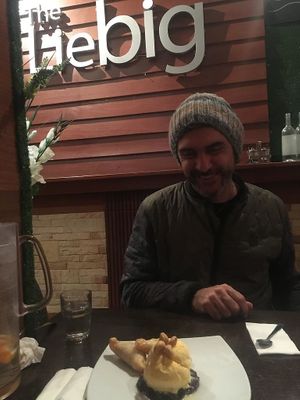 A special vegan dessert The Liebig created for us on our last night. Black sticky rice, mango ice cream and some mysterious but delicious (dairy/egg free) pastry puffs at The Liebig in Warrnambool