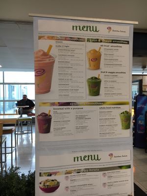 Menu board at JFK - Jamba - T4 in Jamaica