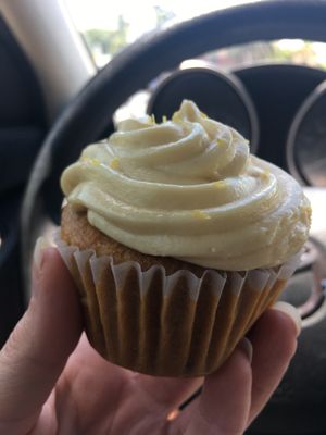   Lemon raspberry vanilla cupcake!! at The Baked Vegan Bakery in Lake Park