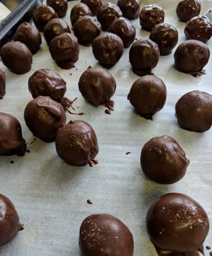 Gluten free, soy free, cookie dough ganache balls! at The Baked Vegan Bakery in Lake Park