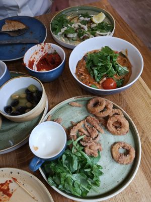 Calamari and butter mushrooms at Veggie Republic in Liverpool