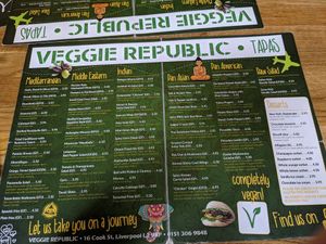 Menu at Veggie Republic in Liverpool