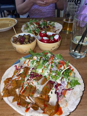 Kebab and cheese stuffed peppers  at Veggie Republic in Liverpool