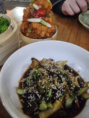 Dishes from the pan asian section at Veggie Republic in Liverpool