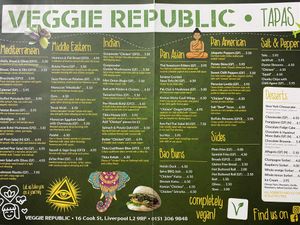 Food menu   at Veggie Republic in Liverpool