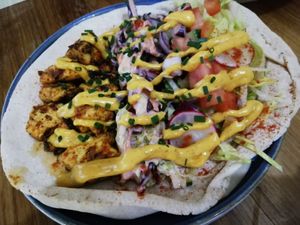 Gyro kebab and salad at Veggie Republic in Liverpool