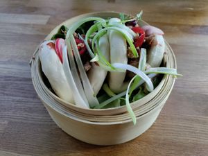Duck bao buns at Veggie Republic in Liverpool