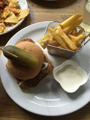 Chickenless seitan burger  at Veggie Republic in Liverpool