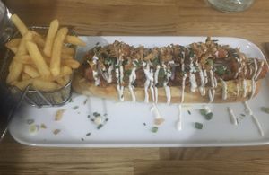 Chilli dog  at Veggie Republic in Liverpool