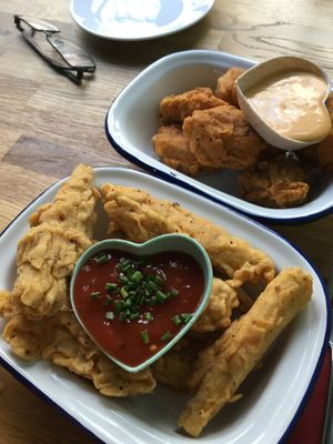 Chicken fried jackfruit/ corn chips at Veggie Republic in Liverpool