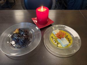 Chocolate-banana fritters and coconut cakes at Dapur in Zurich