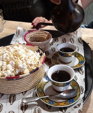 coffee and pop corn at Corarima in Wakefield