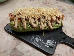 Grinch Hot Dog at Café Garrett by Ohana in Lisbon