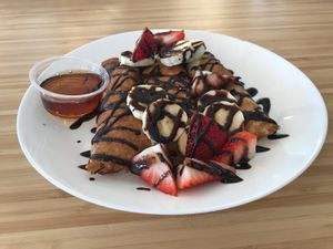 Gluten Free Crepes with Strawberries, Banana & Chocolate  at Veganbites - Sahara Ave in Las Vegas