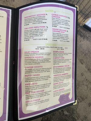Menu  at Tiki Loco in Dallas