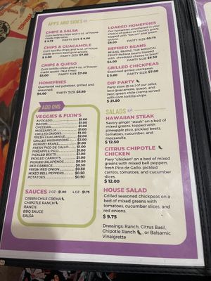 Menu  at Tiki Loco in Dallas