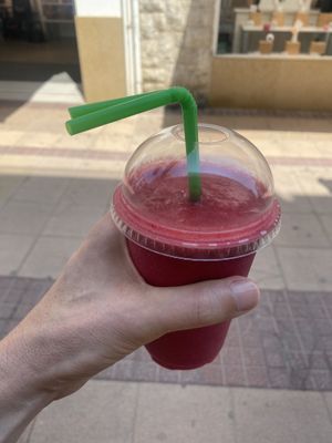 Beetroot smoothie. at Disfruta in Sitges