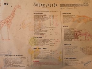 Menu as of 3 July 2020 at La Concepción in Tenerife