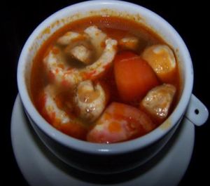 Tom Yum soup with vegan shrimp at ChuChai in Montreal
