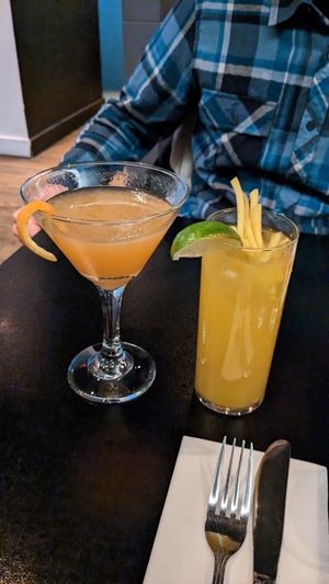 Drinks: on the left is the KHING GIN and on the right is LE TIGRE (mango and spicy) at ChuChai in Montreal