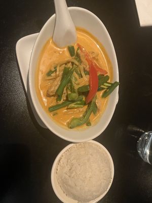 Vegan chicken in red curry   at ChuChai in Montreal