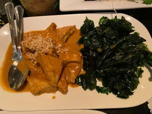 Phra Ram Tao-Hu 
Tofu in Peanut Sauce with Crispy Spinach at ChuChai in Montreal