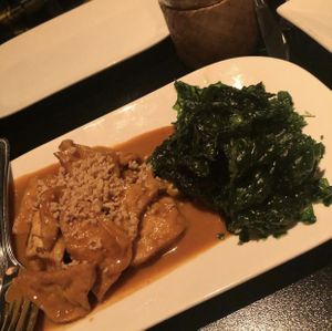 Peanut tofu with crispy kale  at ChuChai in Montreal