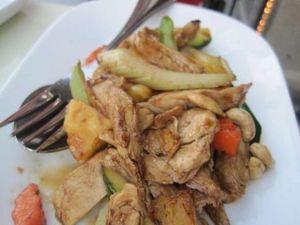 Vegan chicken with cashews and pineapple at ChuChai in Montreal