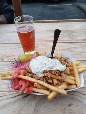 Greek fries 🤤 at New Public - Food Truck in Bellingham