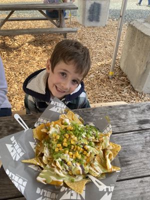 Double stacked organic nachos  at New Public - Food Truck in Bellingham