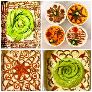 Hummus, Baba Ghannouj, Avocado Hummus  at Just Falafel in Houston