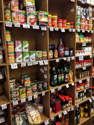 Canned beans, olive oil, vegan curry pastes at Sea Lovers in Savusavu