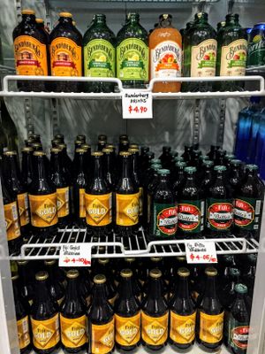 Ginger beer, lemon-lime-bitters, sparking peach, apple cider beverages. Local Fiji beer at Sea Lovers in Savusavu