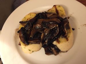 Balsamic mushrooms on garlic bread  at Swan in Fairfield