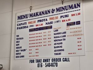 Menu and phone number. at Gerai Capati Maya in Ipoh