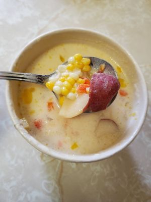 Corn chowder at Ely's To Go in Boardman