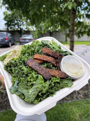Kale Salad with tempeh bacon and avocado $16 (my fav item here)  at Seed Cafe in Minneapolis