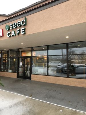 Entrance shared with yoga studio next door at Seed Cafe in Minneapolis
