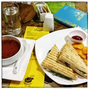 ? Tomato Soup and Garden Fresh Sandwich at First Flush in Kolkata