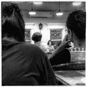 Listening to Irene Ypenburg sing gypsy songs at First Flush in Kolkata